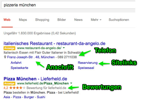 Google Suchbeispiel AdFormats