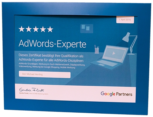 AdWords Experten Zertifizierung für Michael Herrling